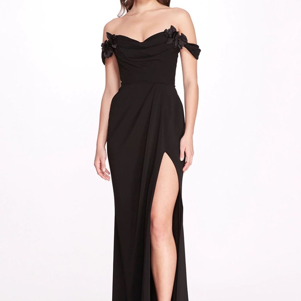 Marchesa Off Shoulder Column Gown